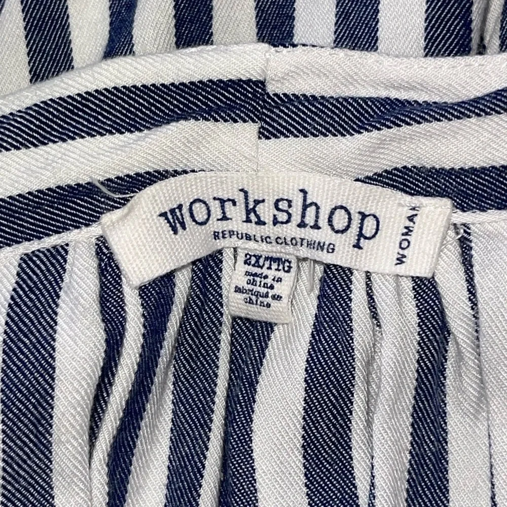 Workshop Republic Clothing Navy and White Striped Top